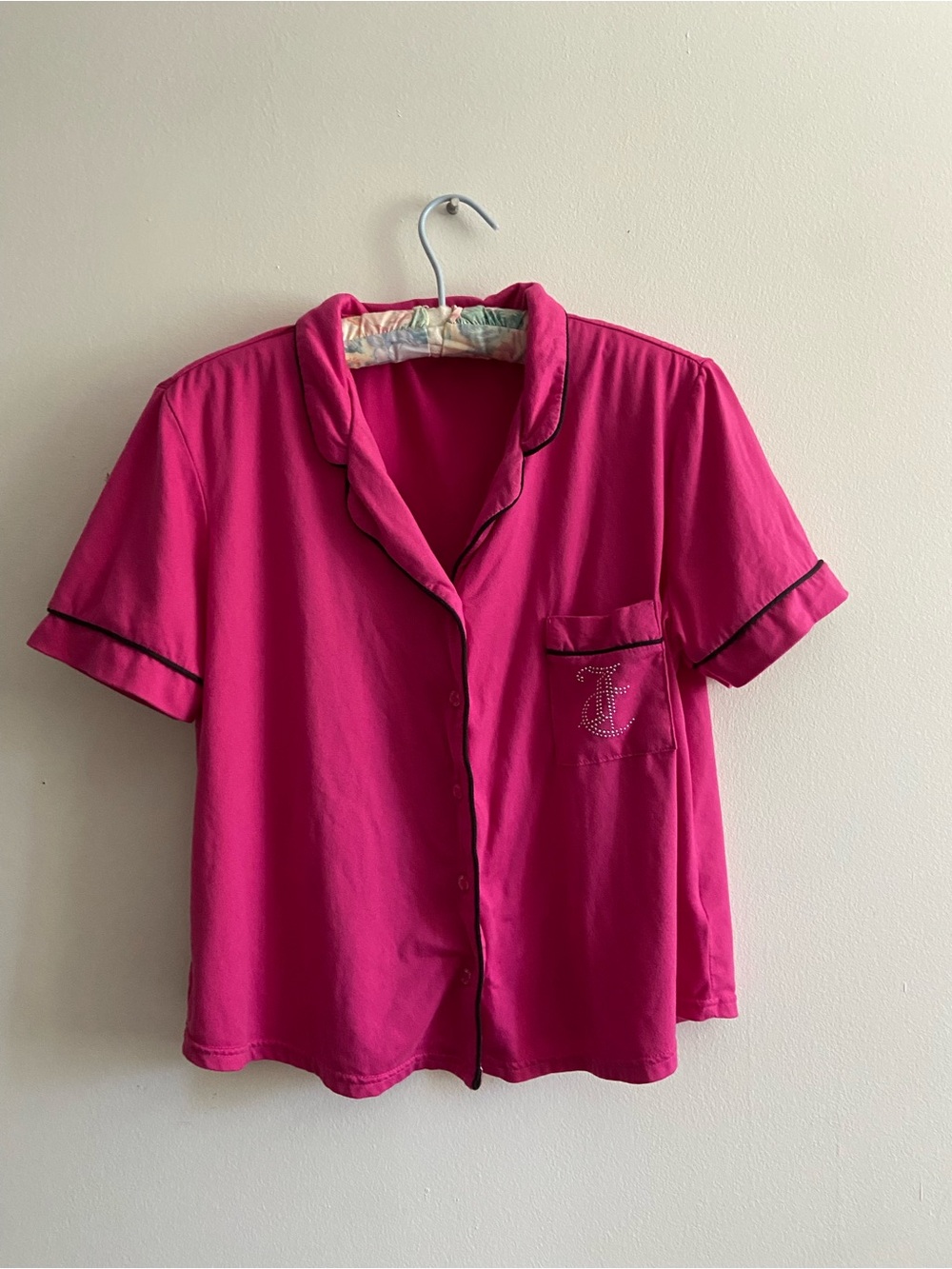 Juicy Couture Hot Pink Pajama Top with Black Trim